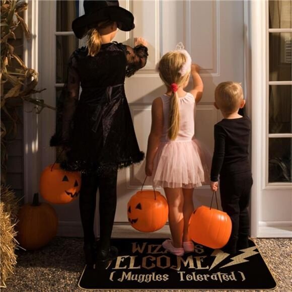 Halloween Welcome Door Mat - 17x29 Inch Funny Wizard Design for Indoor & Outdoor - Picture 6 of 8